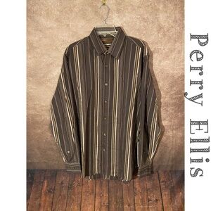 Perry Ellis Fashion Stripe Long Sleeved Men's Dress or Casual Shirt~Men’s L-NWOT